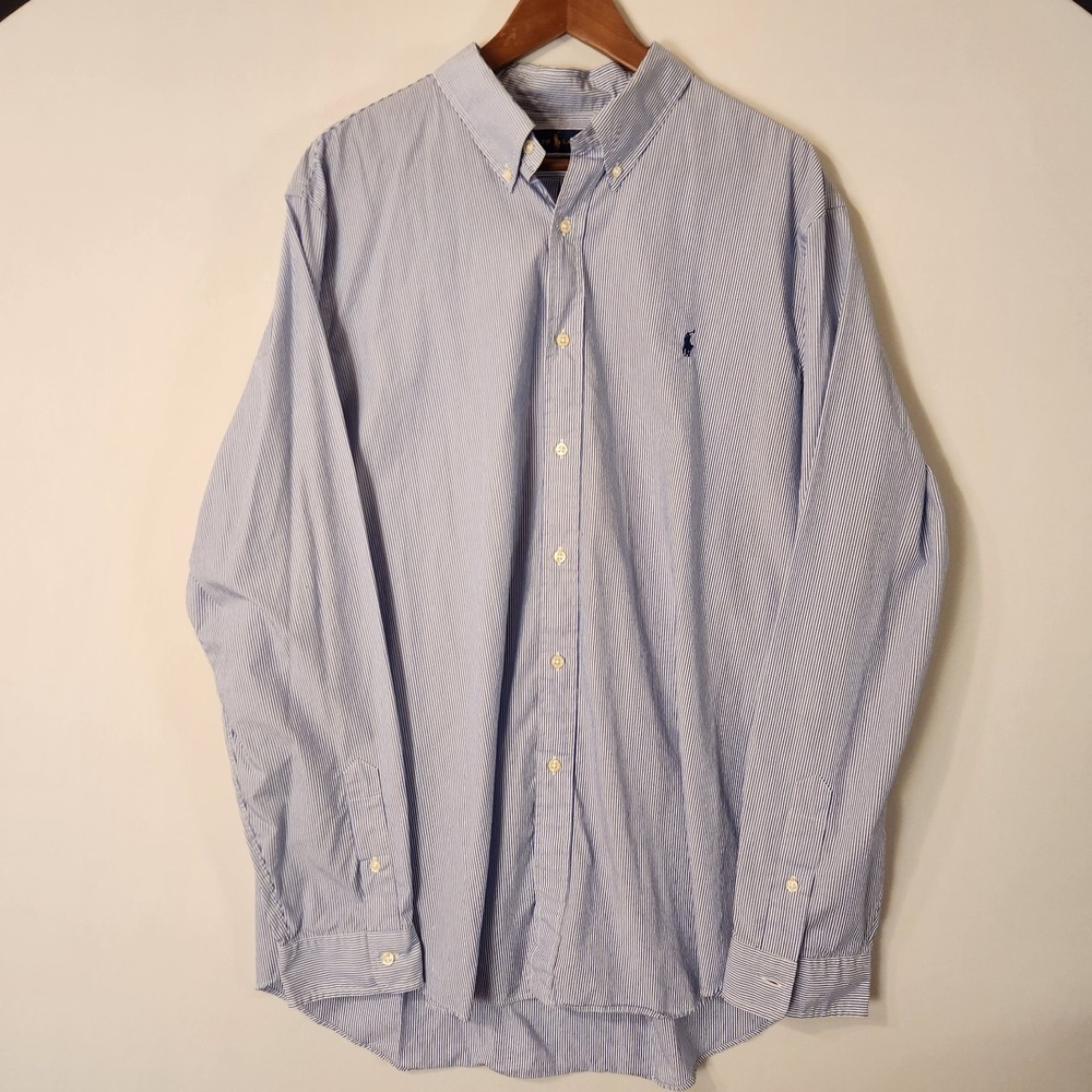 Polo Ralph Lauren Men's Classic XXL Striped Shirt 100% Lightweight Cotton Poplin